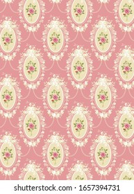 Beautiful rose pattern with baroque background ornamental illustration