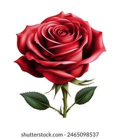 beautiful rose realistic drawing vector illustration isolated on white background