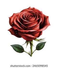 beautiful rose realistic drawing vector illustration isolated on white background