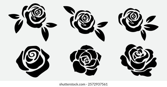 Beautiful Rose Silhouette in Full Bloom with a Romantic and Artistic Design