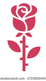 Icono hermoso del tallo de rosa para la decoración de la boda y diseño dulce del aniversario del amor