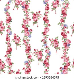 Beautiful rose vertical stripe seamless pattern,