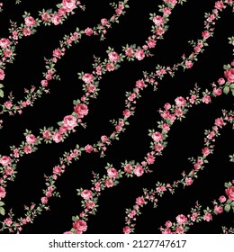 Beautiful rose vertical stripe seamless pattern,