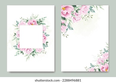 beautiful rose wedding invitation card watercolor