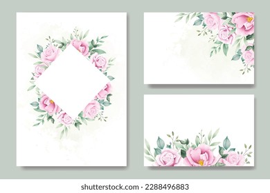 beautiful rose wedding invitation card watercolor