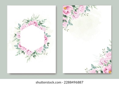 beautiful rose wedding invitation card watercolor