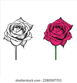 Schöner Roses Farbseiten-Vektorgrafik mit der Einladungskarte und dem Kinderfarbbuch.