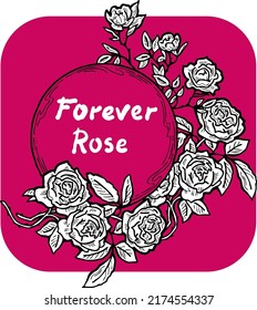 Beautiful roses decorative frame composition for quotes, wedding, birthday to celebrate special day. Floral border. Romantic flowers to decorate event. Hand drawn illustration. Vintage vector drawing.