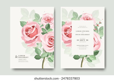 hermosa tarjeta de invitación de boda de marco floral de rosas 