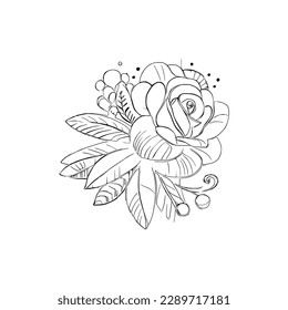 Beautiful Roses Flower Coloring book, line art vector