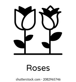 A beautiful roses flowers icon in solid style 