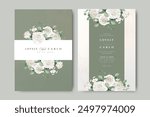 beautiful roses flowers wedding invitation card with greenery background