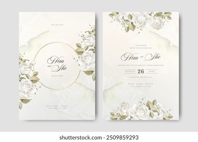 Hermosas rosas flores diseño de tarjeta de invitación de boda