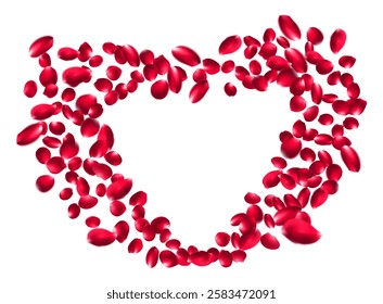 Beautiful Roses forming heart shape on clear white background