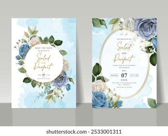 beautiful roses hand drawn wedding invitation card