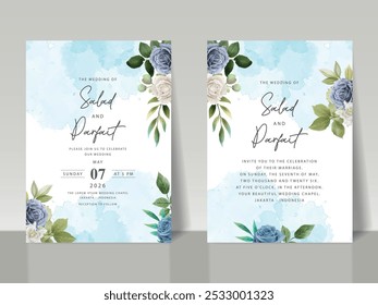beautiful roses hand drawn wedding invitation card