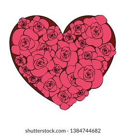 beautiful roses with heart shape