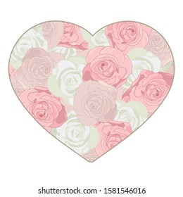 beautiful roses inside hearth shape, vector