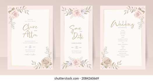 Plantilla de la tarjeta de invitación para rosas hermosas