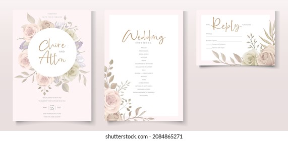 Beautiful roses invitation card template
