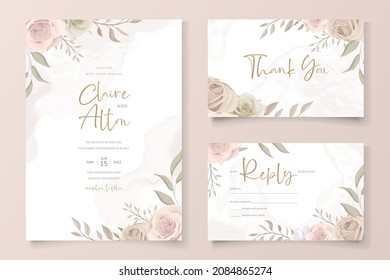 Beautiful roses invitation card template