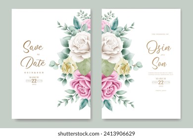 beautiful roses invitation card template
