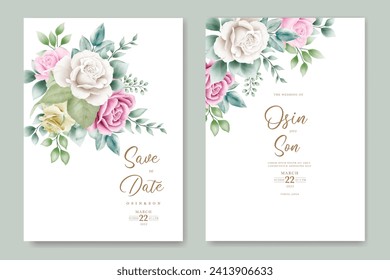 beautiful roses invitation card template
