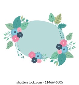 beautiful roses and leafs circular frame