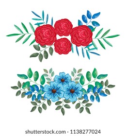 beautiful roses and leafs decoration