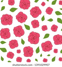 beautiful roses with leafs pattern background
