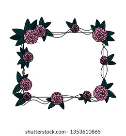 beautiful roses and leafs square frame
