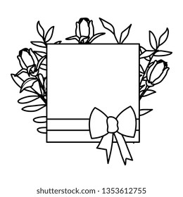 beautiful roses and leafs square frame