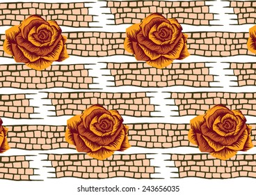 Beautiful roses on the wall.