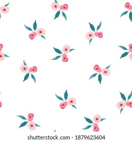 Beautiful roses vector flowers and leaves seamless pattern