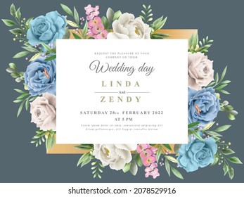 Beautiful roses wedding invitation template