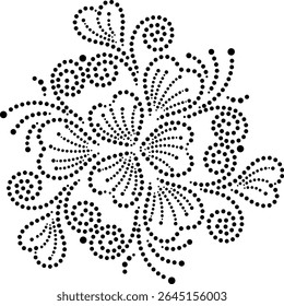 Bela rotação Mandala padrão de design de pétalas em forma de coração com molas periféricas, desenhado à mão pontilhado redemoinho em forma de coração Floral e primavera Vetor ilustração para bordado, moda, almofada