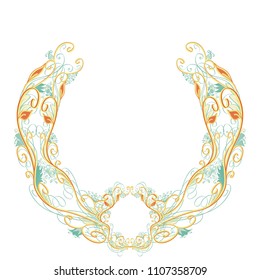 Beautiful round bright vector floral frame or border isolated on white