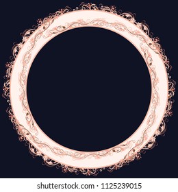 Beautiful round bright vector floral frame or border isolated on dark background