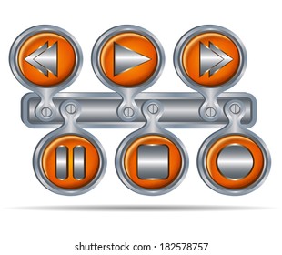 beautiful round buttons signs of media in a metal frame for the website