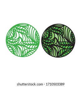 Bonito elemento decorativo redondo. Hojas verdes. Ilustración del vector