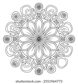 Schönes rundes Ornament, Malvorlage