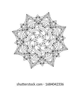 Beautiful round ethnic pattern. Mandala ornament, vector illustration in sketch style. Hand drawn image.