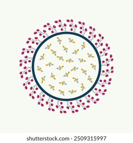 Beautiful Round Floral bouquet Border design.