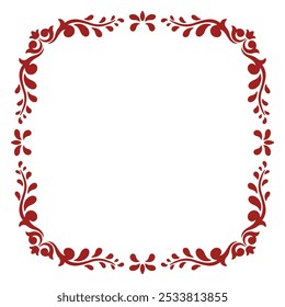 Beautiful round floral frame place for text Floral red border Vector clip art