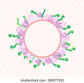 Beautiful round floral frame vector background