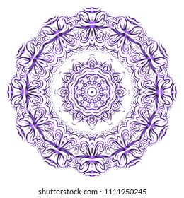 Beautiful round flower mandala. Vector dinamic illustration. Abstract ornamemt for meditation.