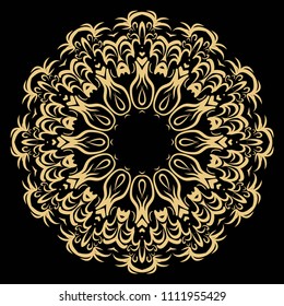Beautiful round flower mandala. Vector dinamic illustration. Abstract ornamemt for meditation.