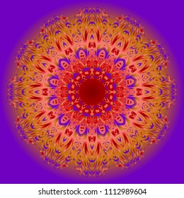 Beautiful round flower mandala. Vector dinamic illustration. Abstract ornamemt for meditation.