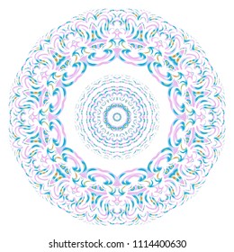 Beautiful round flower mandala. Vector dinamic illustration. Abstract ornamemt for meditation.