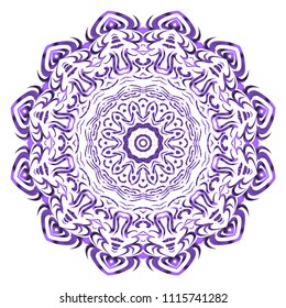 Beautiful round flower mandala. Vector dinamic illustration. Abstract ornamemt for meditation.